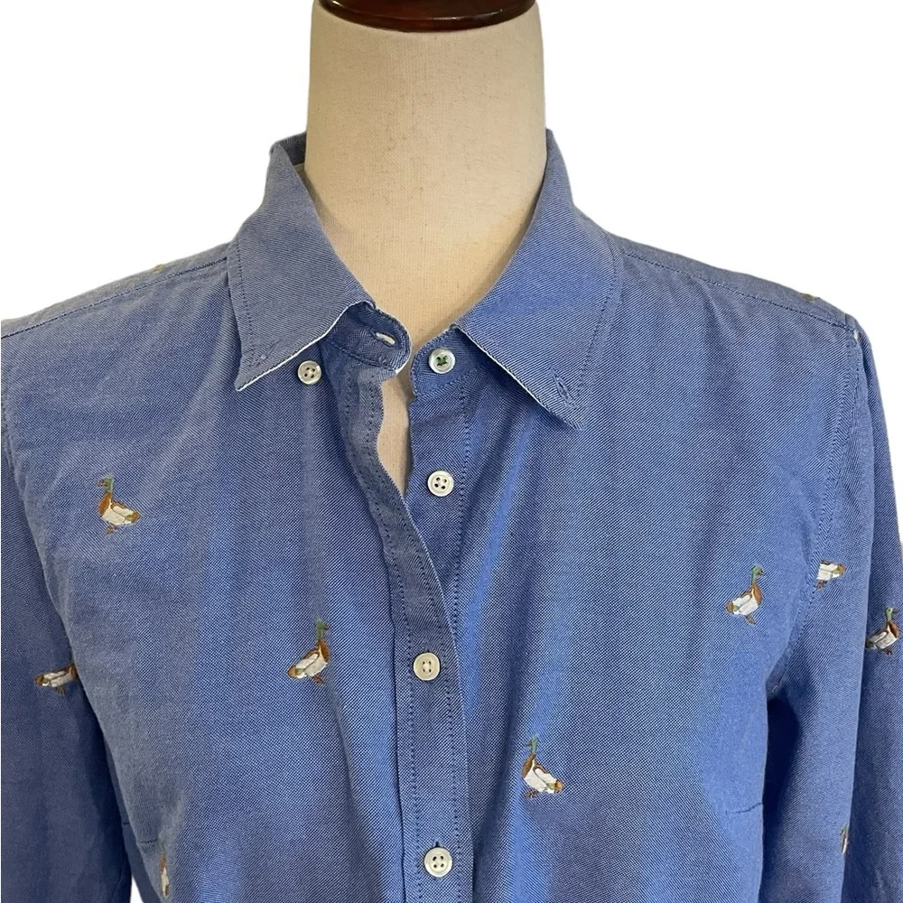 TALBOTS Mallard Duck Novelty Embroidered Button Down Shirt - Picture 2 of 14